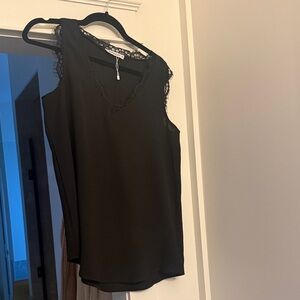 Elegant Black Lace Trim Women's Top